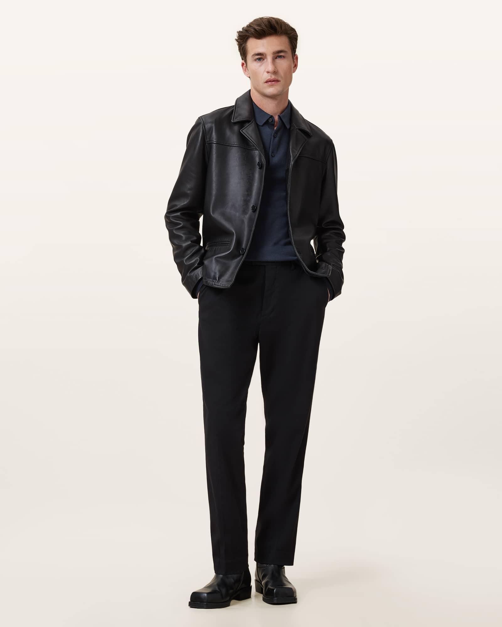 Mode Merino Long Sleeve Ramskull Polo Shirt Product Image