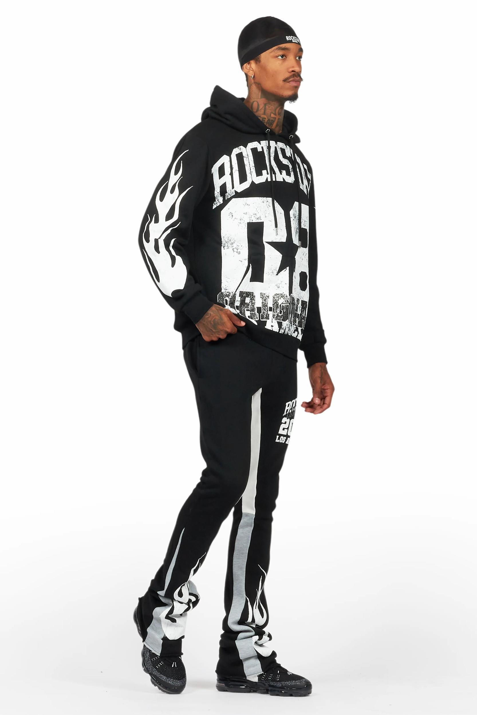Edel Black/White Hoodie/Stacked Flare Pant Set Male Product Image
