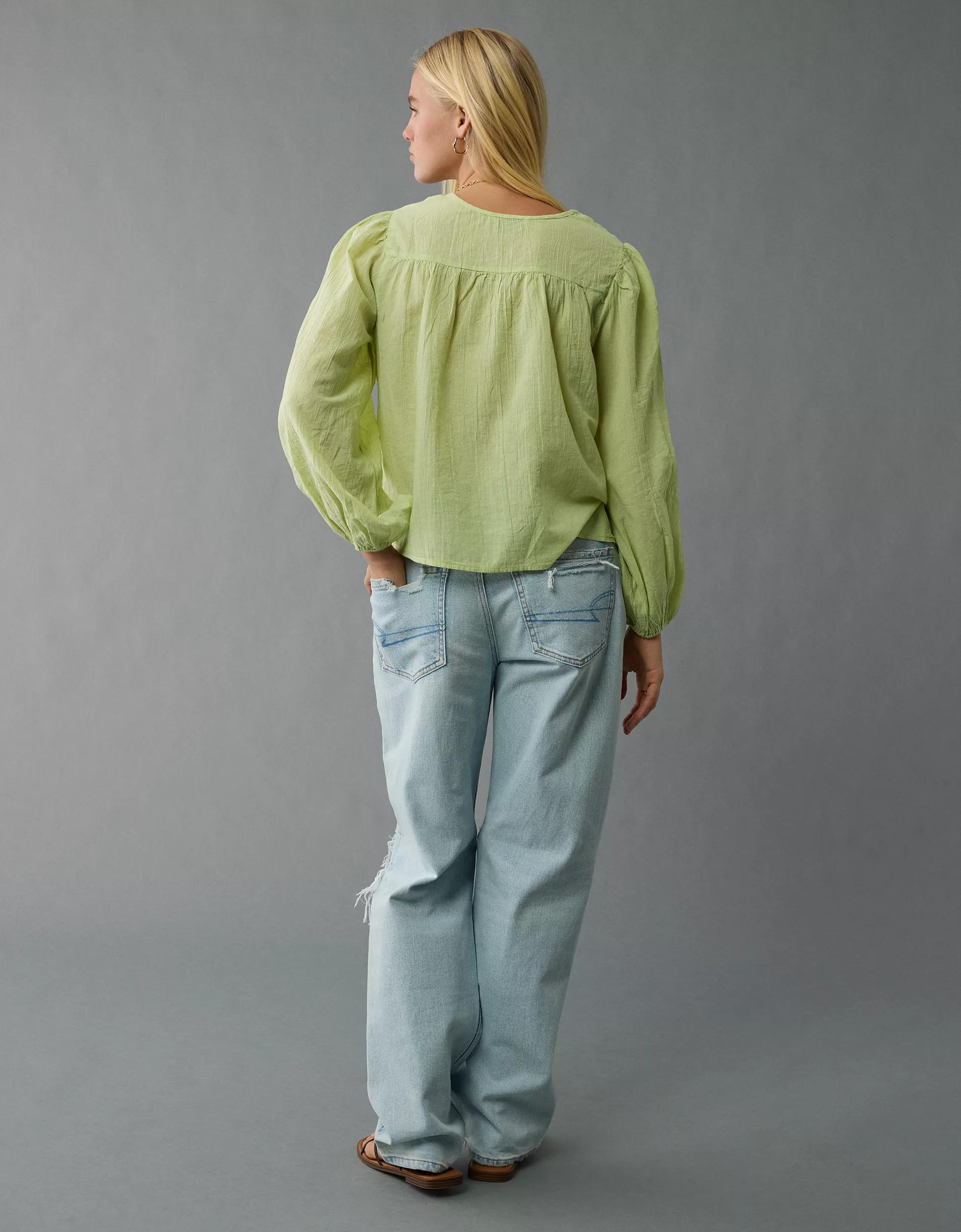 AE Long-Sleeve Breezy Boho Blouse Product Image