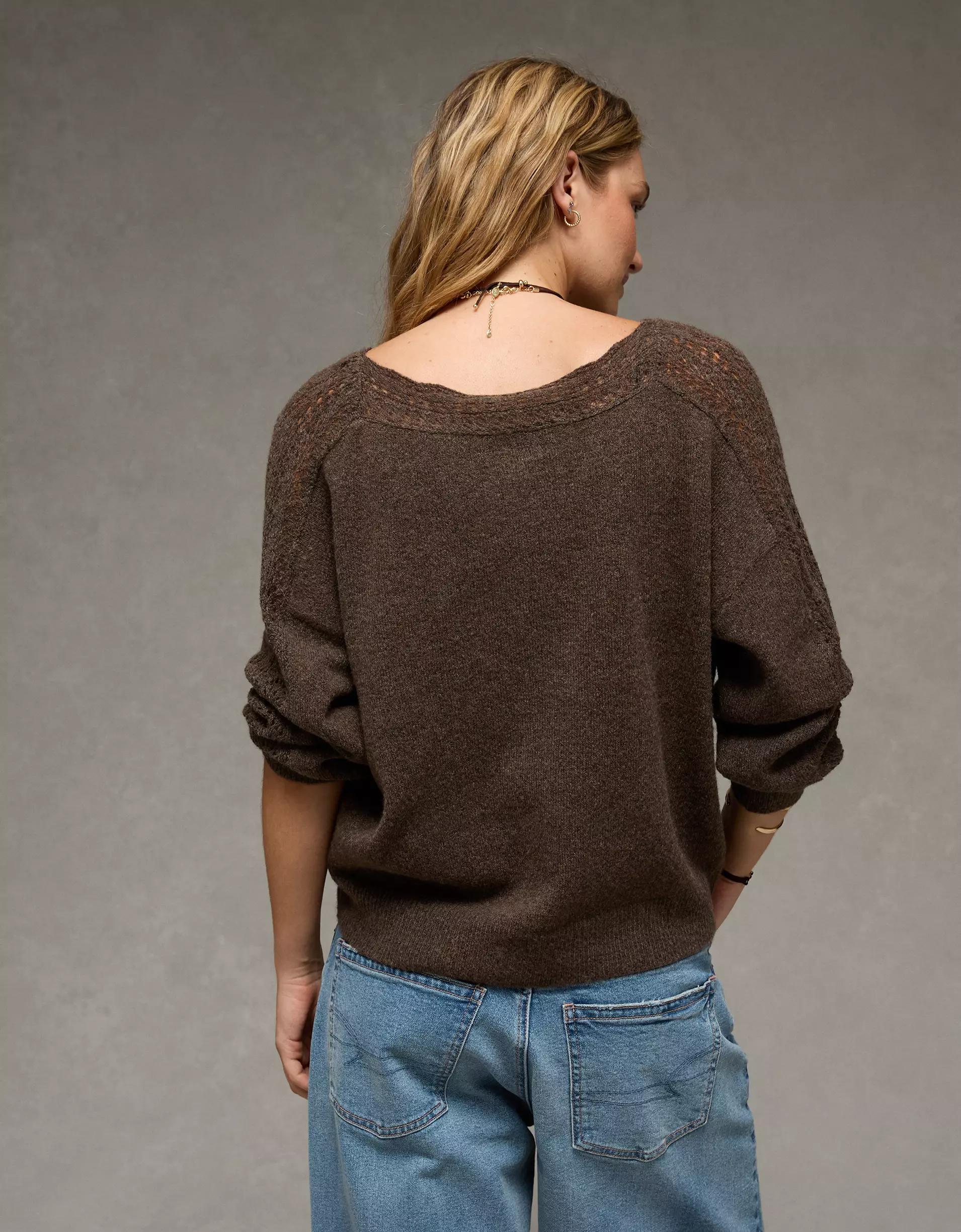 AE Whoa So Soft Lace Sweater Product Image