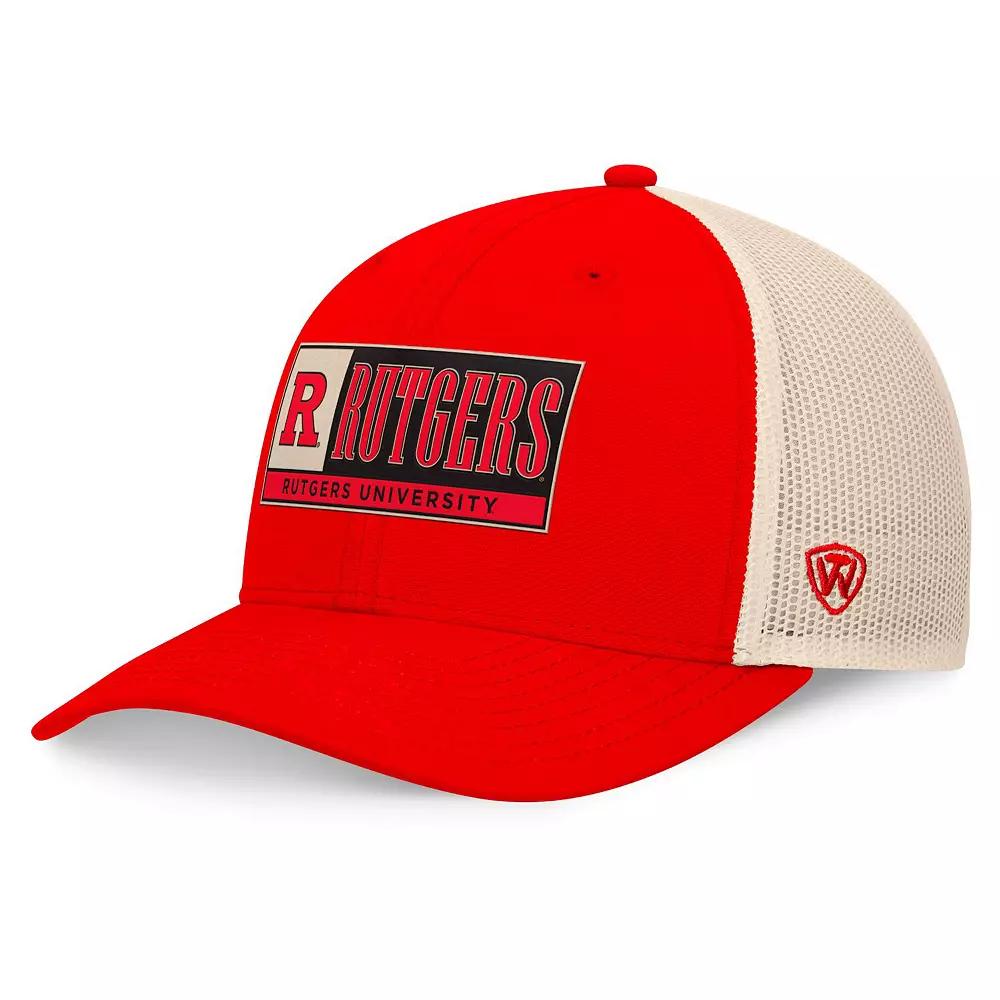 Men's Top of the World Scarlet/Natural Rutgers Scarlet Knights Bennett Trucker Adjustable Hat, Red Product Image