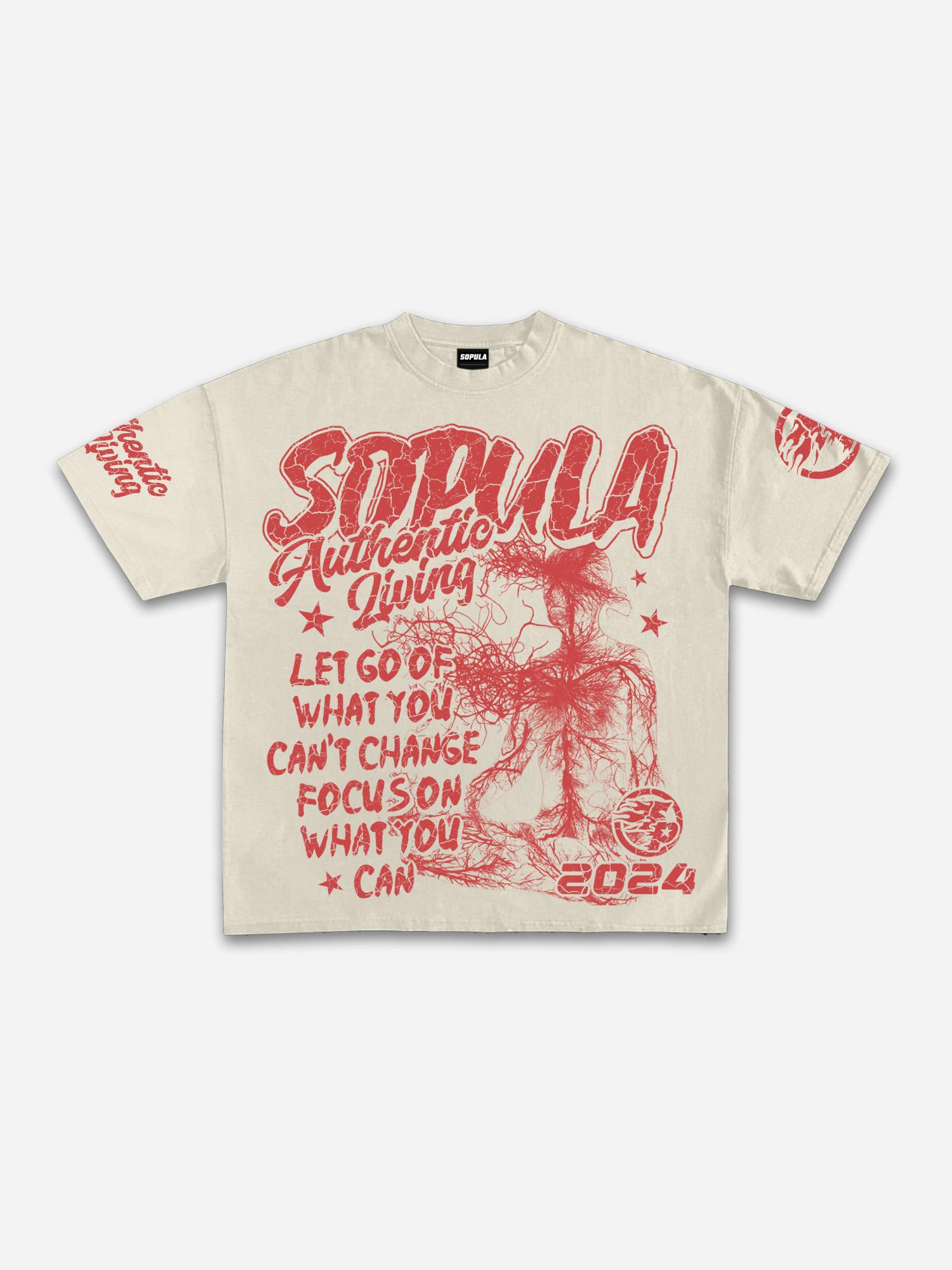 Sopula Studio Real Wise Vintage Print Pattern Cotton T-Shirt Product Image