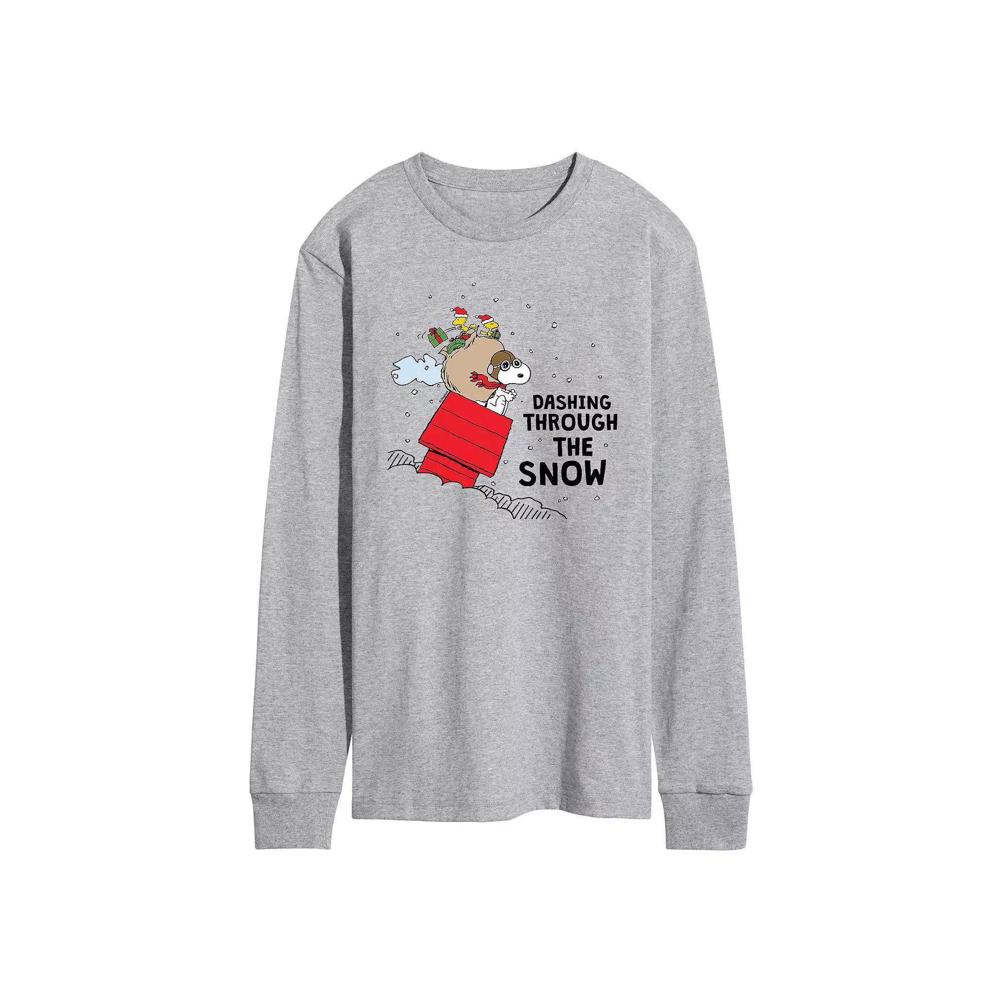 Men's Peanuts Dashing Through The Snow Long Sleeve Tee,  Product Image