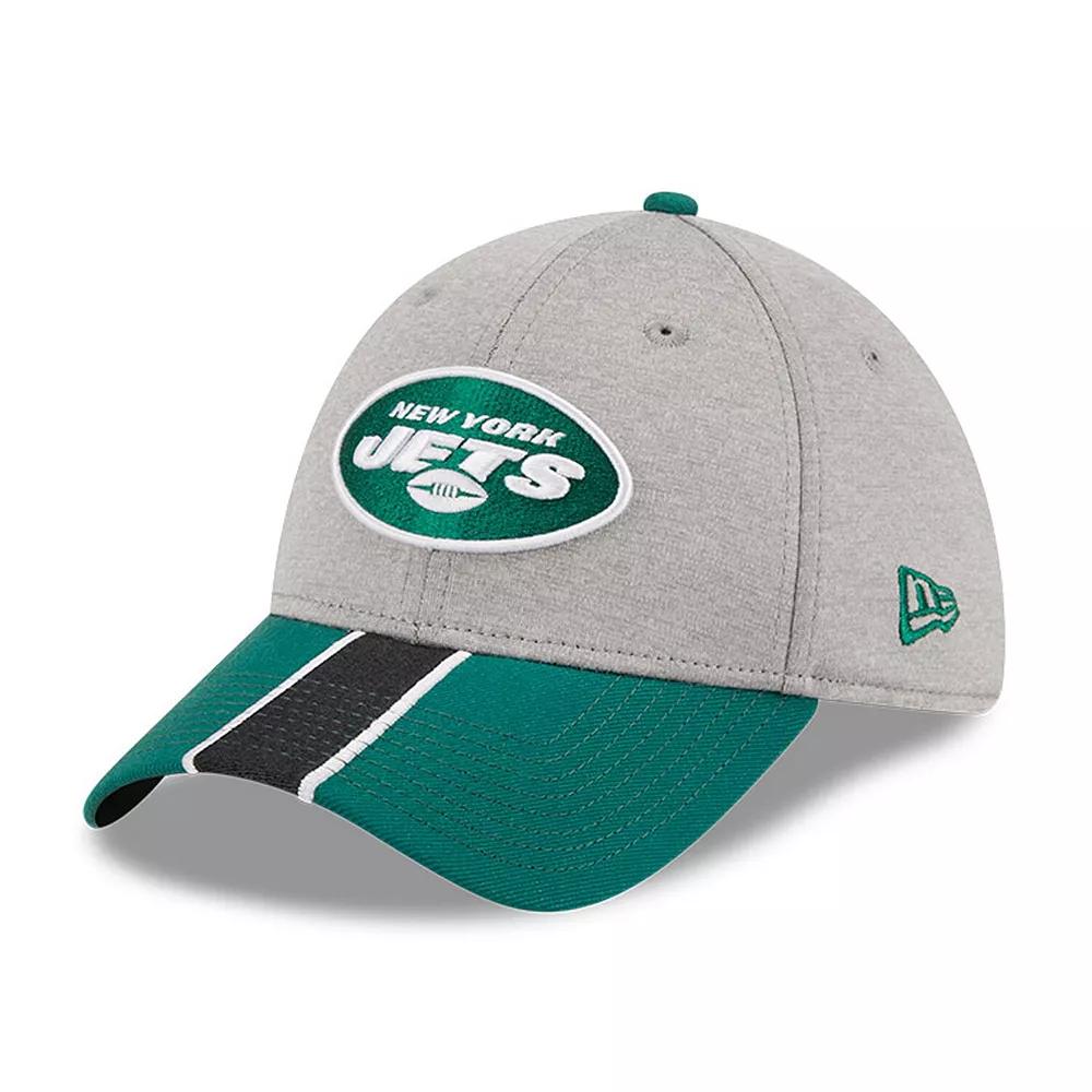 Men's New Era Heather Gray/Green New York Jets Striped 39THIRTY Flex Hat, Size: Large/XL, Grey Product Image