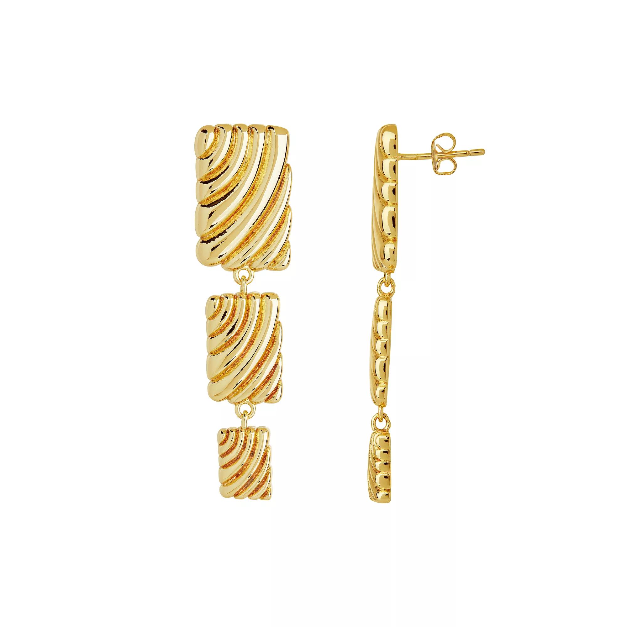 MC Collective Textured Square Linear Drop Earrings, Women's, Gold Tone Product Image