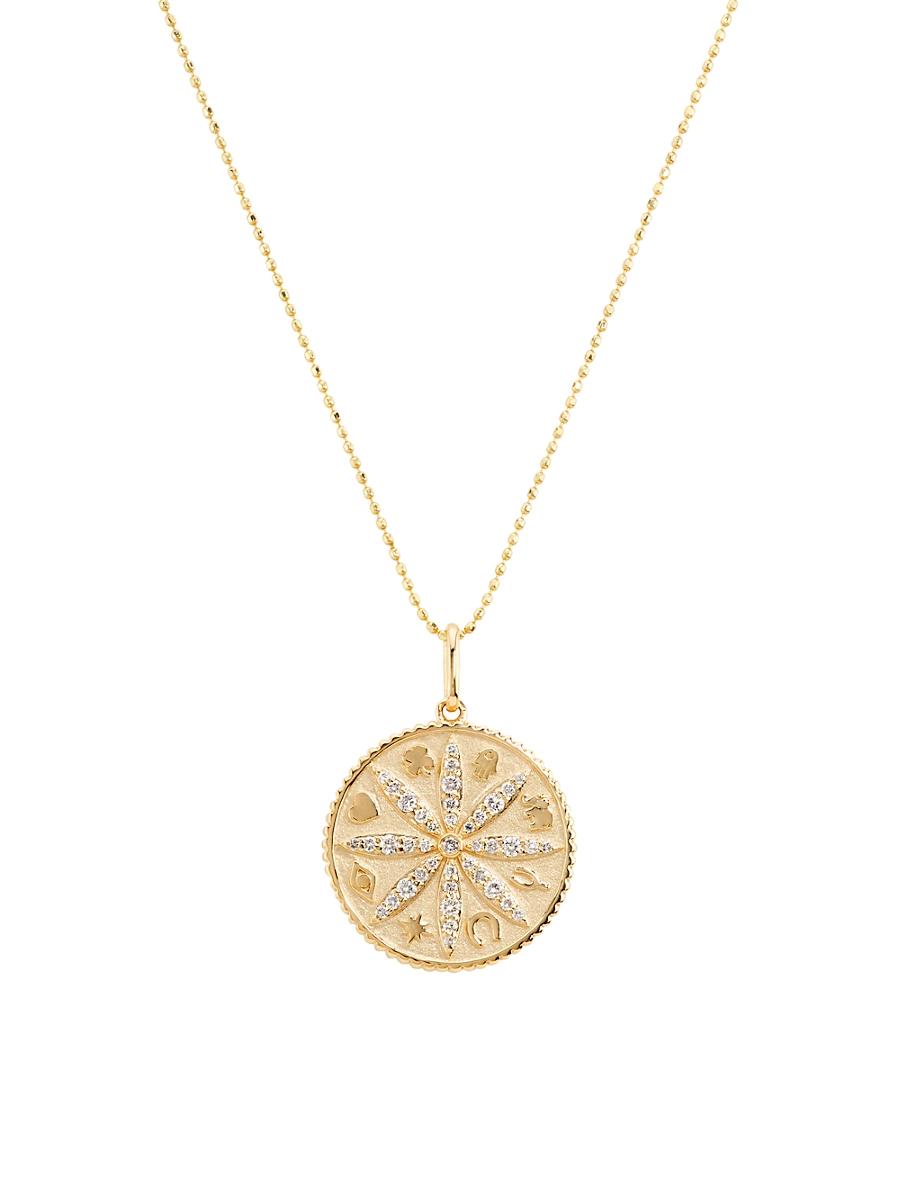 Womens Under The Sea Small 14K Yellow Gold & 0.298 TCW Diamond Sand Dollar Coin Necklace Product Image
