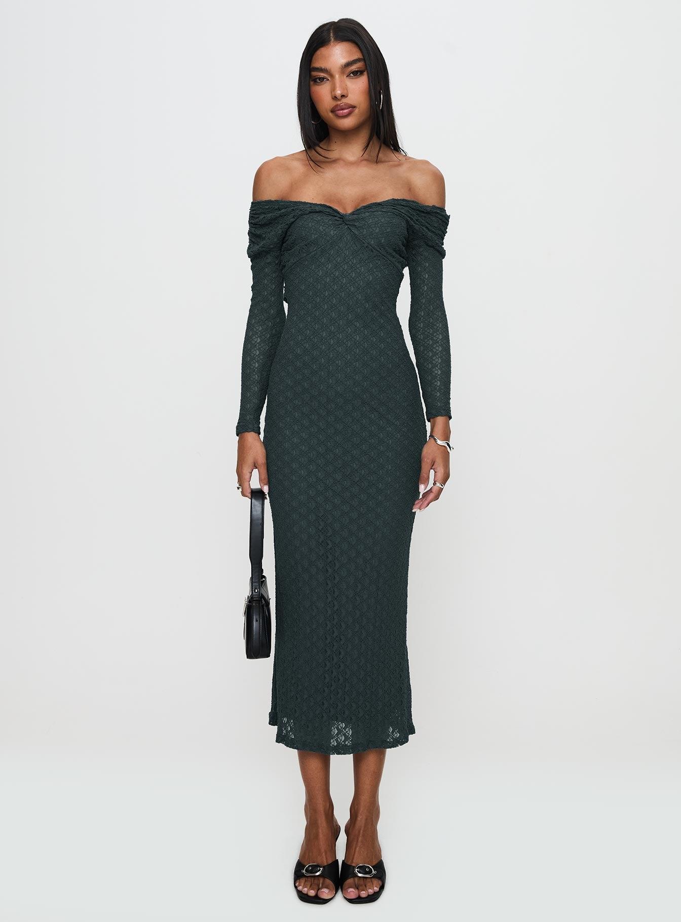 Elexis Off The Shoulder Maxi Dress Blue Product Image