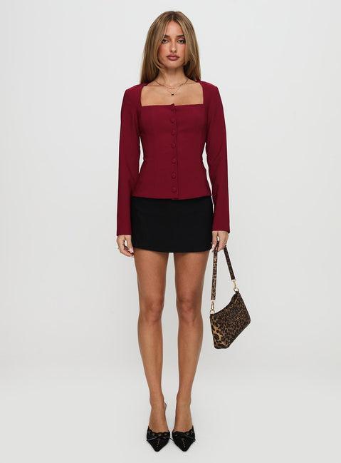 Gaskin Long Sleeve Top Burgundy Product Image