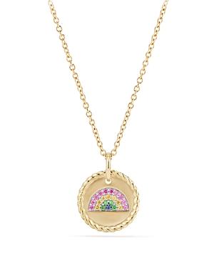 Womens Cable Collectibles Rainbow Necklace in 18K Yellow Gold with Pav Sapphires and Tsavorites, 11mm Product Image