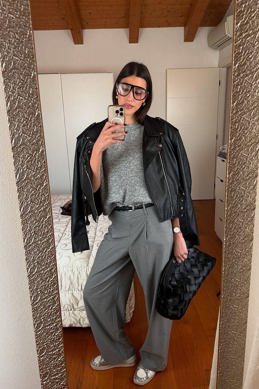 Wide Low Waist Suit Pants Product Image