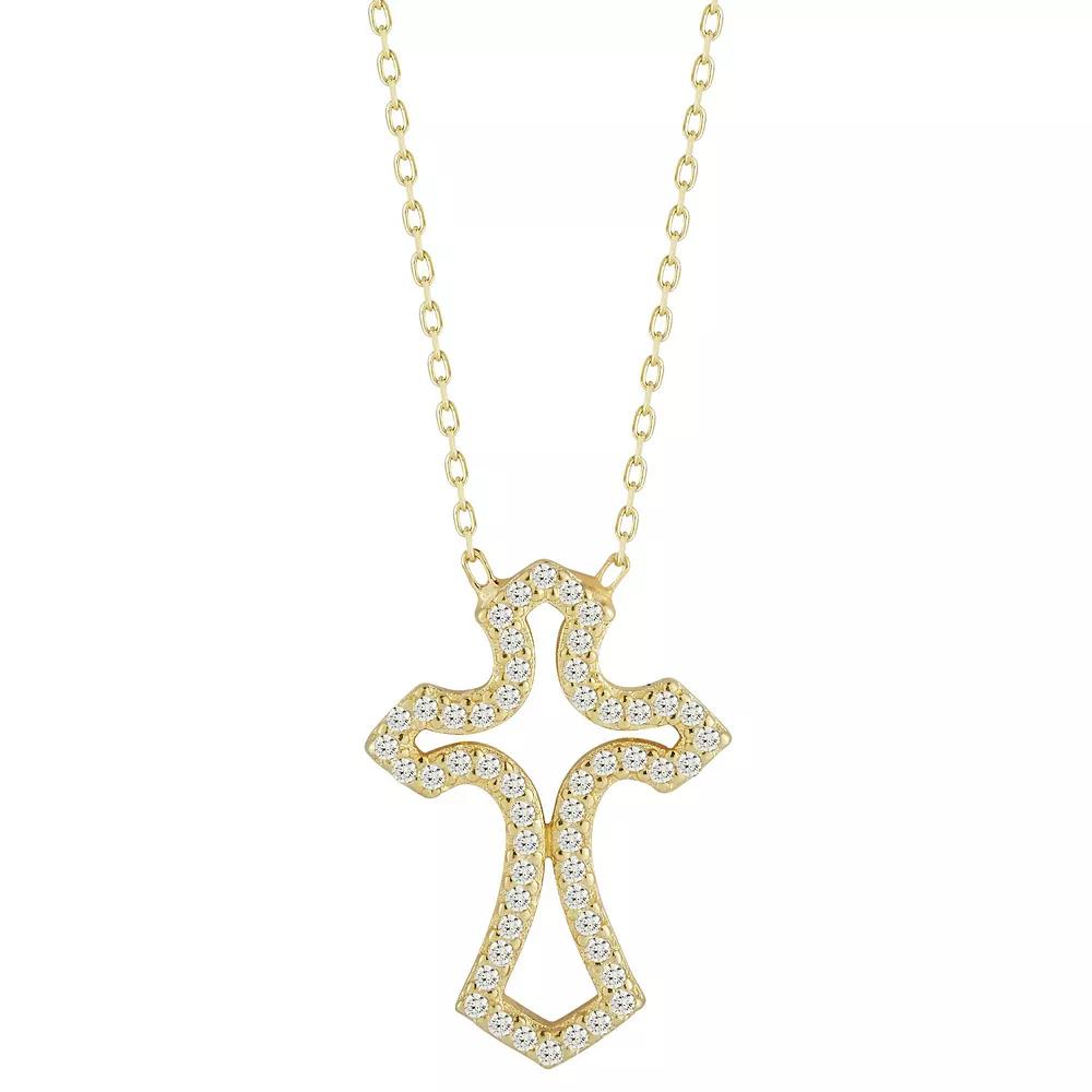 Sunkissed Sterling Cubic Zirconia Open Cross Pendant Necklace, Women's, Size: 18", Gold Tone Product Image