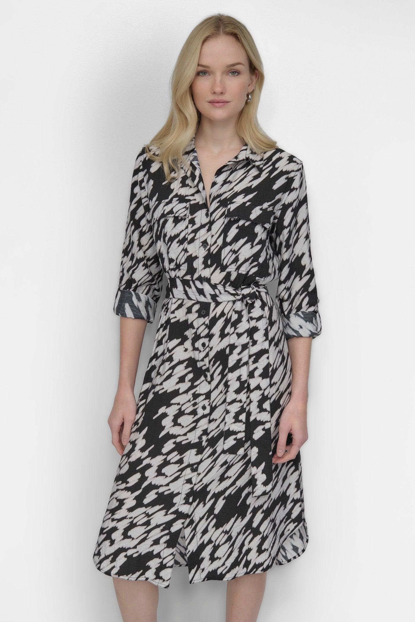 BELTED TIERED MIDI SHIRT DRESS Product Image