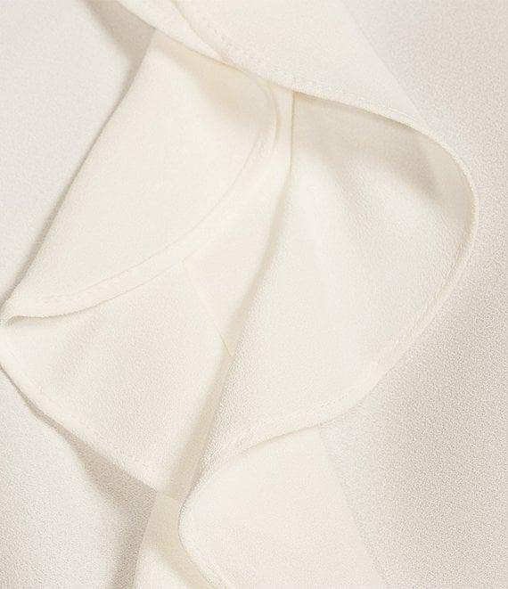 Kasper Crepe Band Neck Sleeveless Ruffle Blouse Product Image