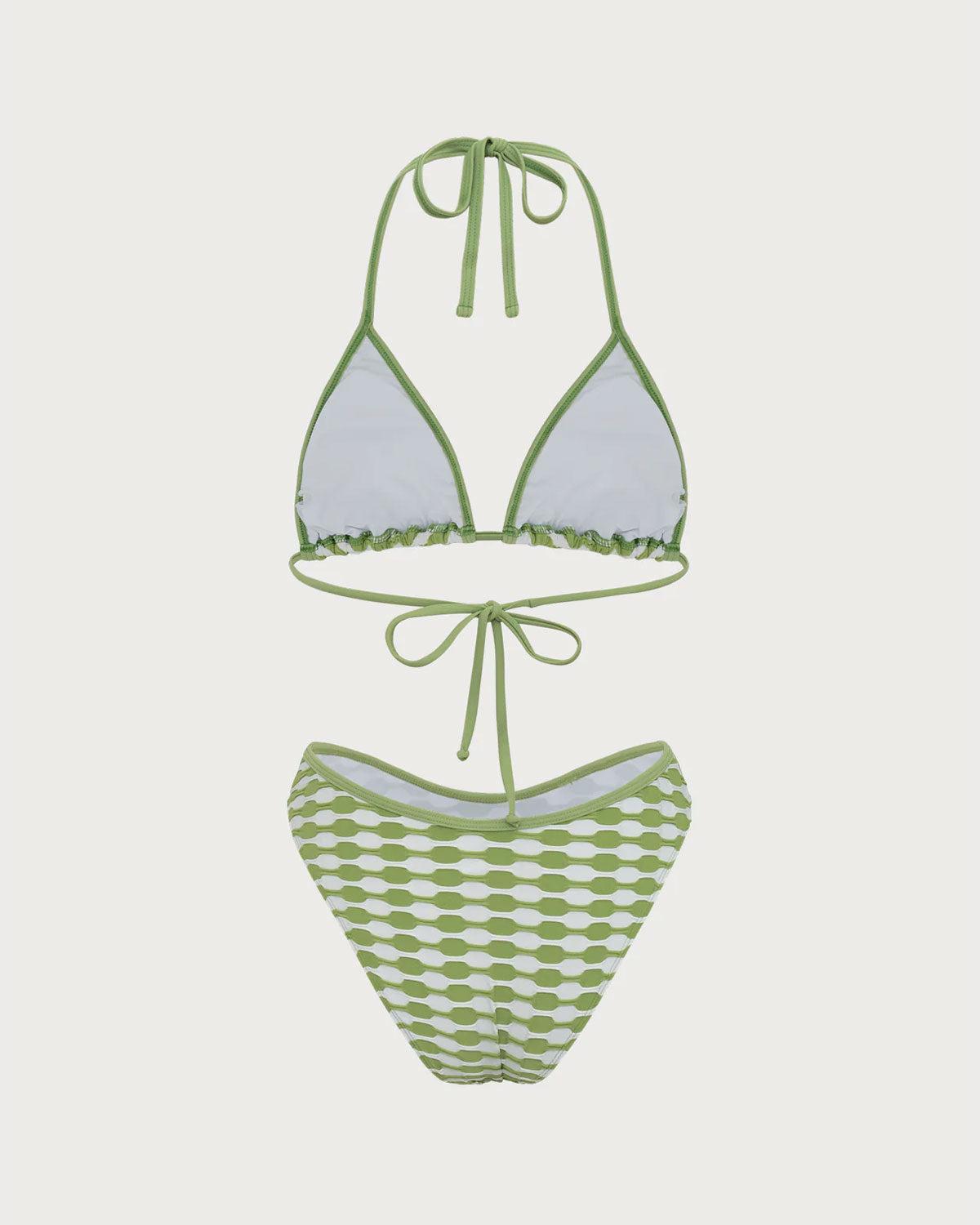 Green Geometric Halter Bikini Set Product Image