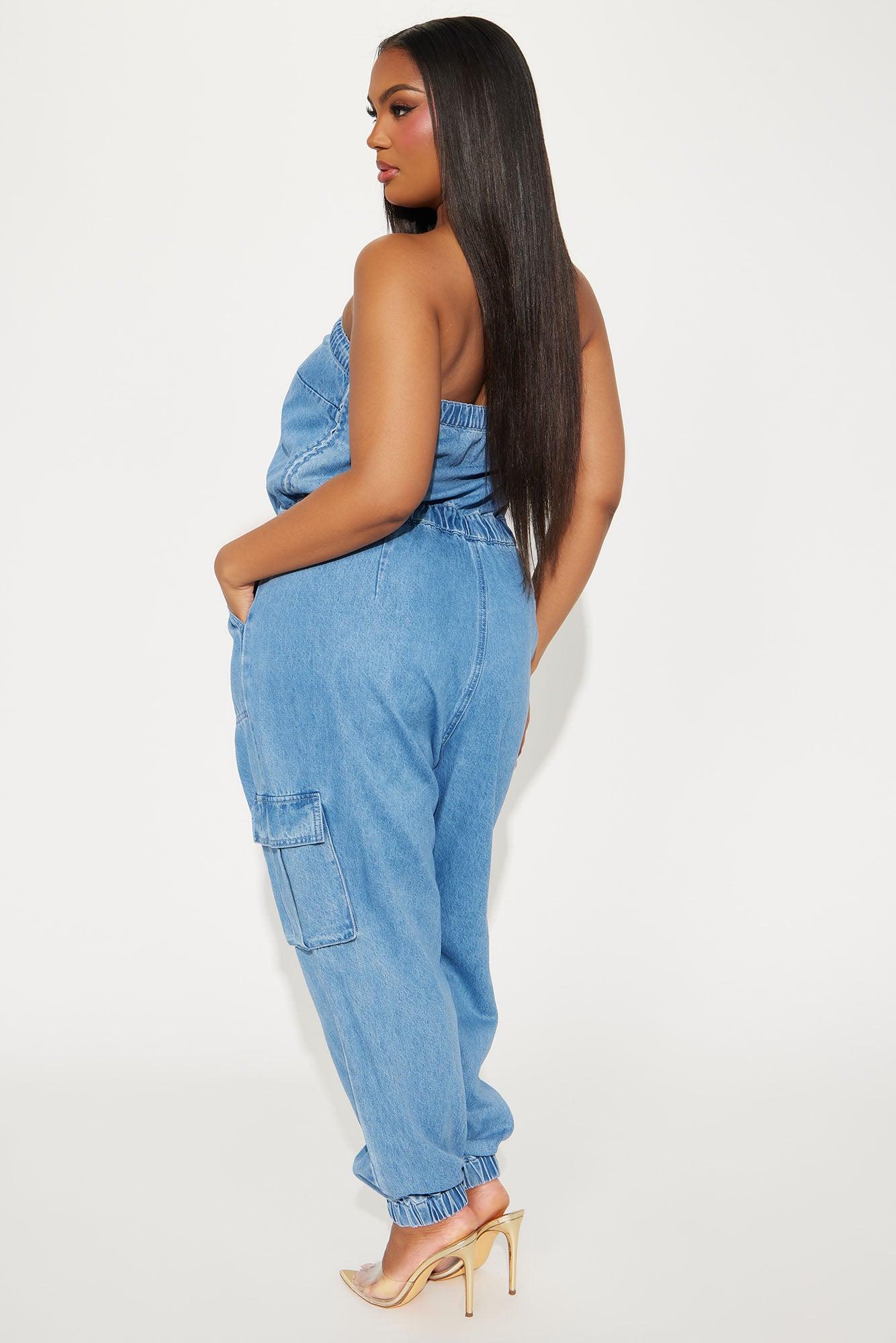 On The Go Denim Jumpsuit - Medium Wash Product Image
