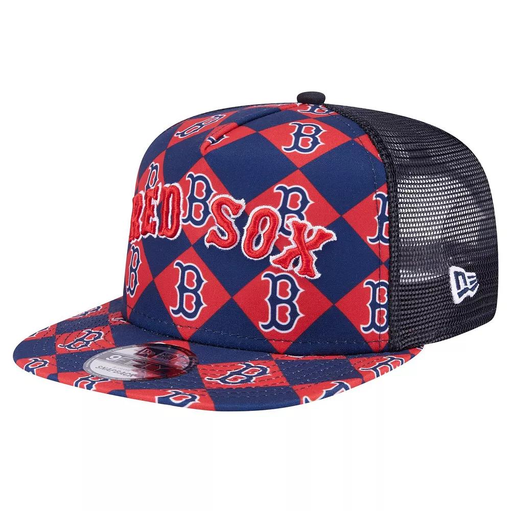 Men's New Era Navy Boston Red Sox Seeing Diamonds A-Frame Trucker 9FIFTY Snapback Hat, Blue Product Image