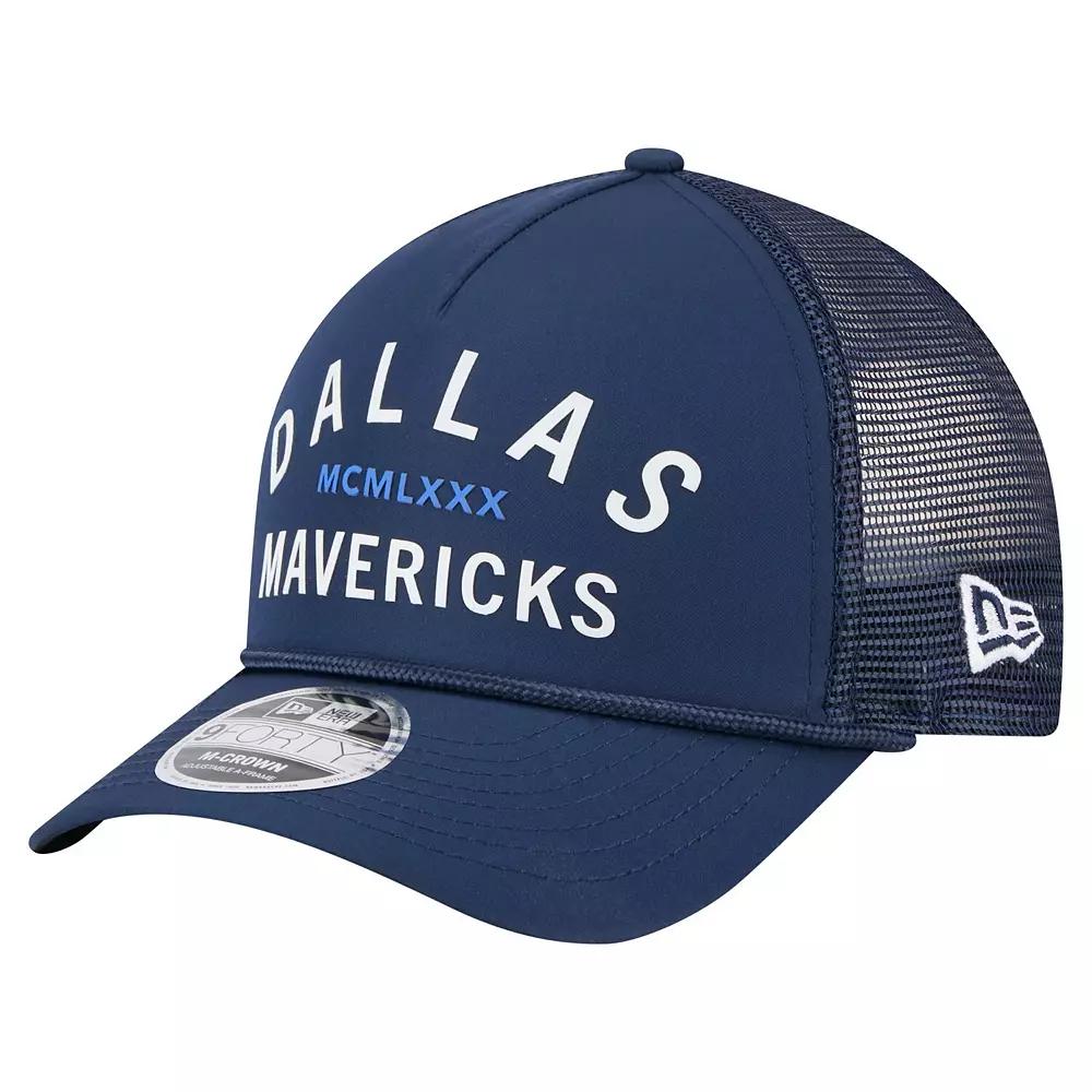 Men's New Era Navy Dallas Mavericks Minimalist A-Frame 9FORTY Trucker Hat, Blue Product Image