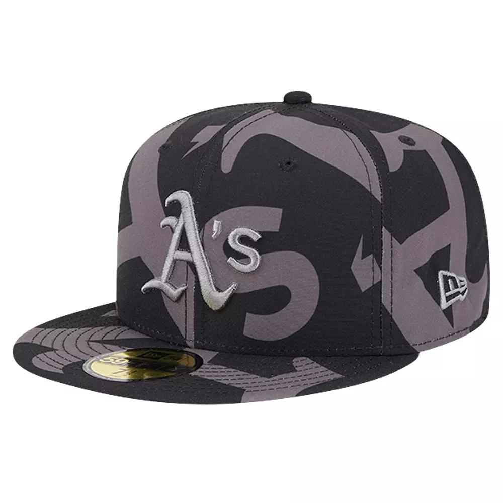 Men's New Era Black Oakland Athletics Logo Fracture 59FIFTY Fitted Hat, Size: 7 3/4 Product Image