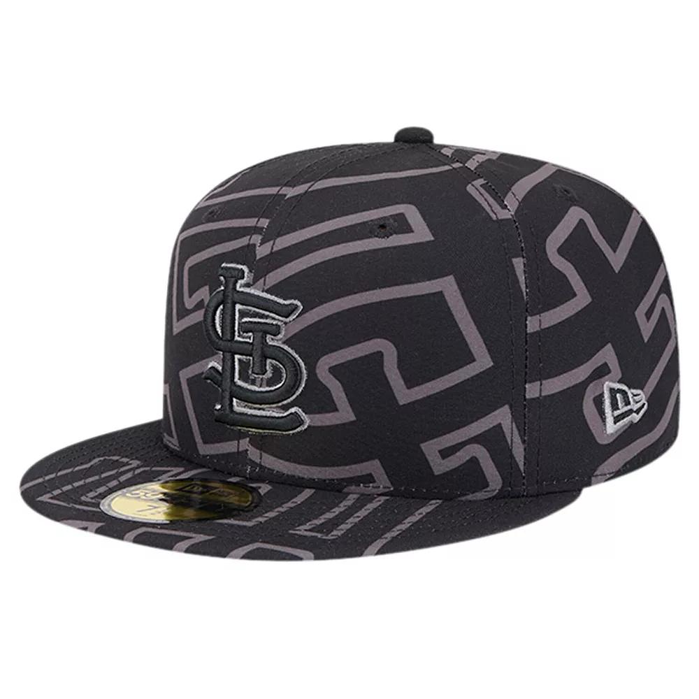 Men's New Era Black St. Louis Cardinals Logo Fracture 59FIFTY Fitted Hat,  Product Image