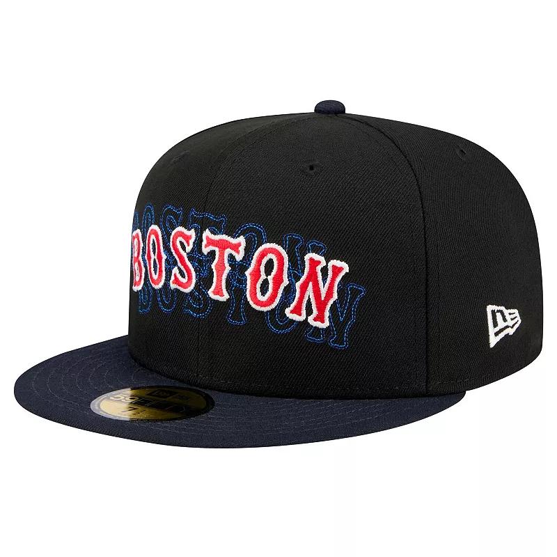 Men's New Era Black Boston Red Sox Shadow Stitch 59FIFTY Fitted Hat,  Product Image