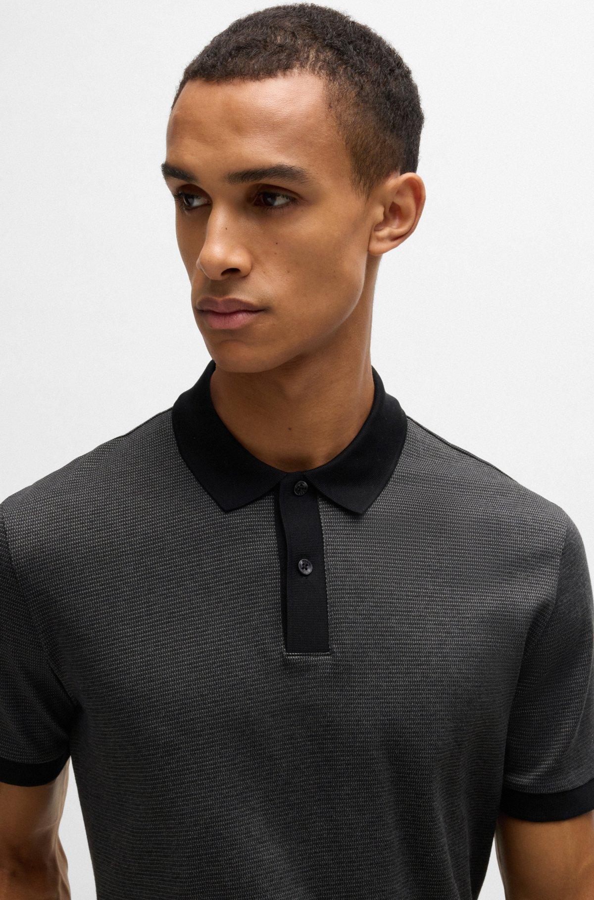 Micro-pattern polo shirt in mercerised cotton Product Image