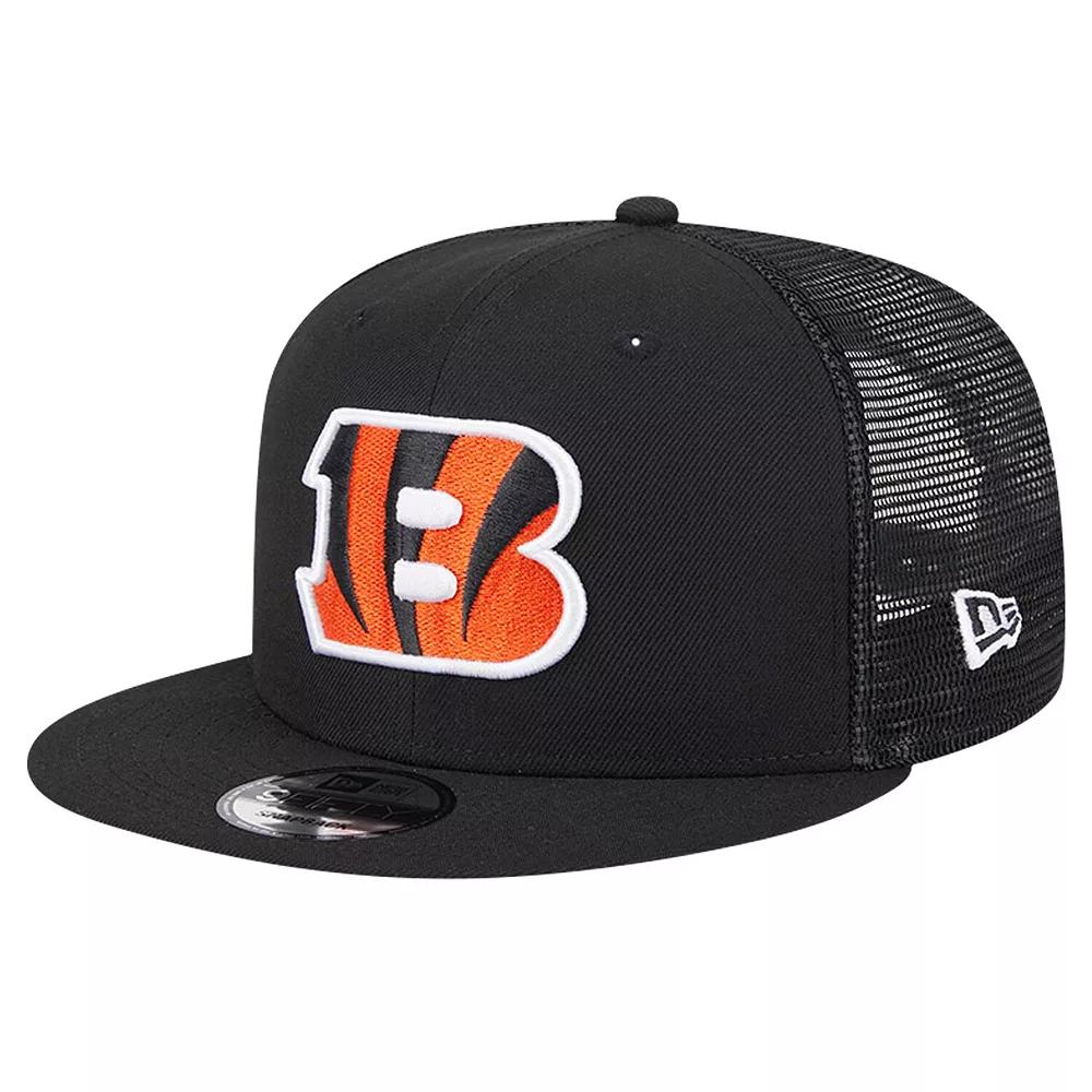 Men's New Era Black Cincinnati Bengals Main Trucker 9FIFTY Snapback Hat Product Image