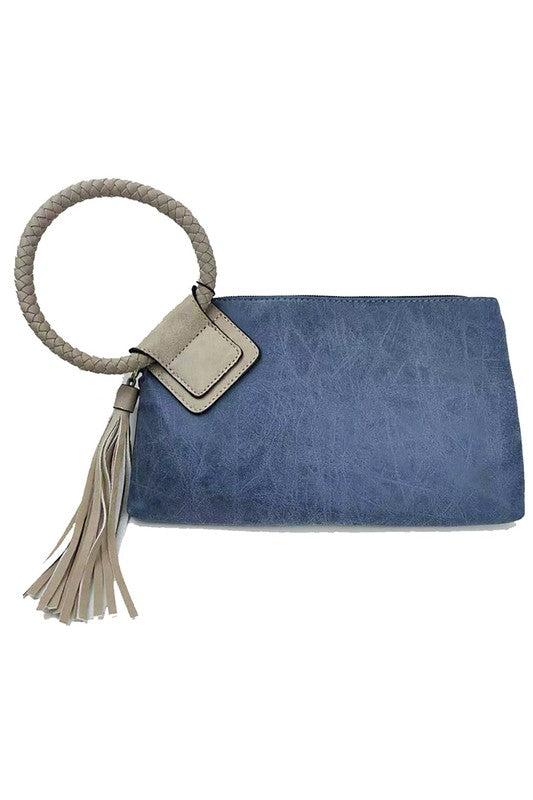 Fashion Cuff Handle Tassel Wristlet Clutch Product Image
