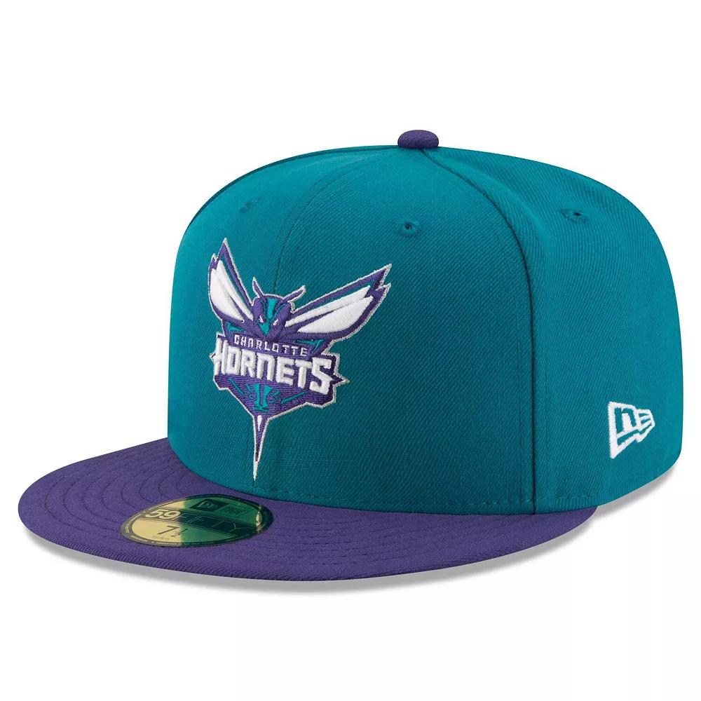 Men's New Era Teal/Purple Charlotte Hornets Official Team Color 2Tone 59FIFTY Fitted Hat, Size: 7 3/8, Chr Blue Product Image