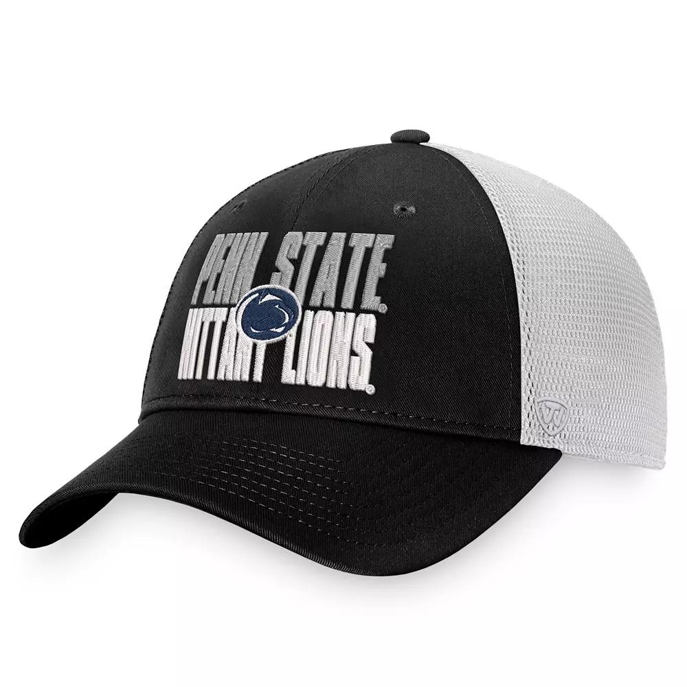 Men's Top of the World Black/White Penn State Nittany Lions Stockpile Trucker Snapback Hat Product Image