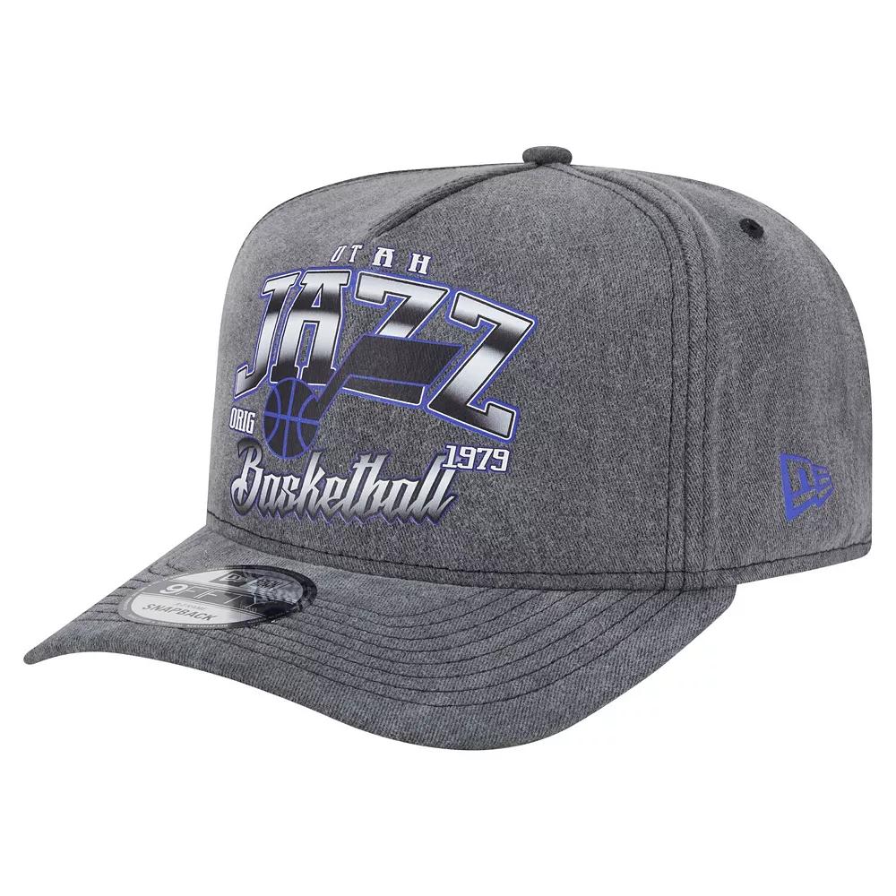 Men's New Era Charcoal Utah Jazz Throwback Washed Pre-Curved 9FIFTY Snapback Hat, Jaz Charco Product Image
