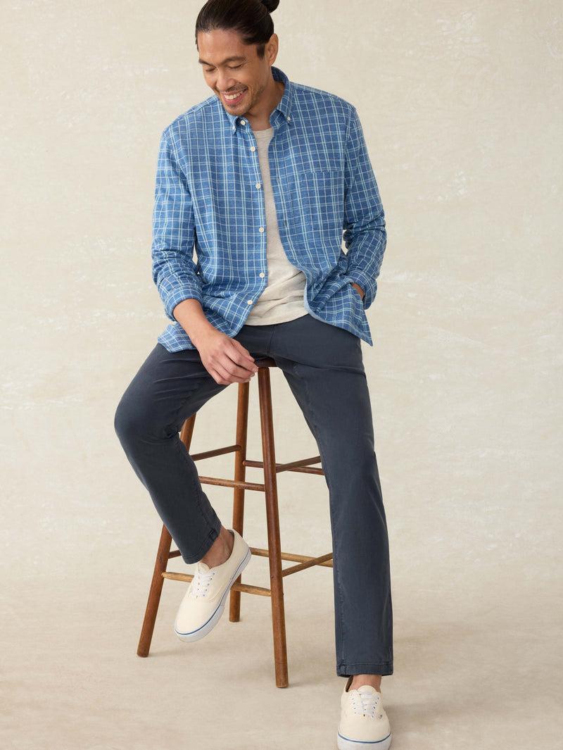 Coastline Knit Shirt - Ocean Sky Plaid Product Image