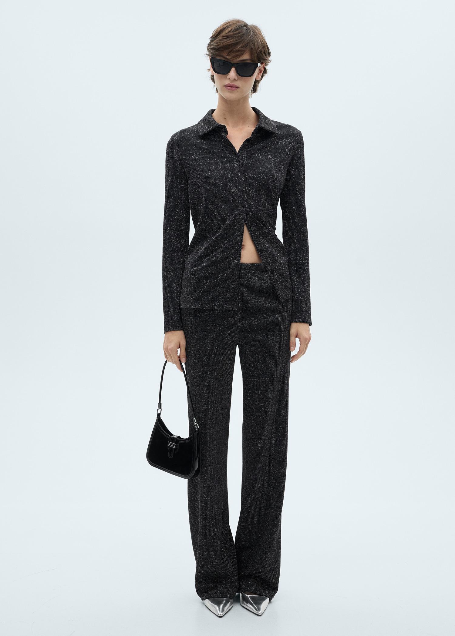 Lurex knitted shirt - Women | MANGO USA Product Image