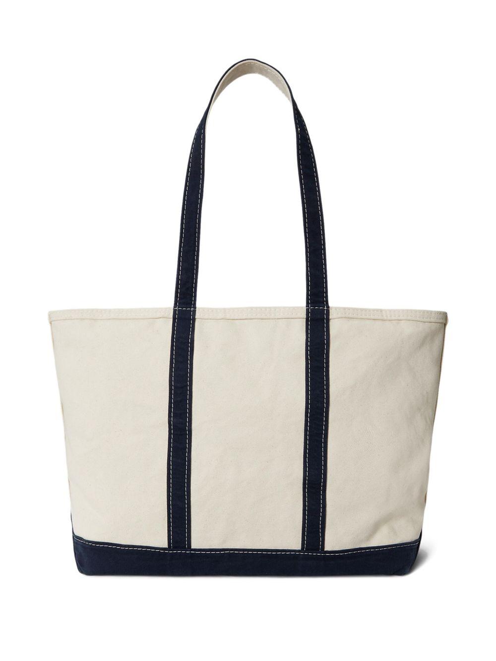 logo-embroidered canvas tote bag Product Image