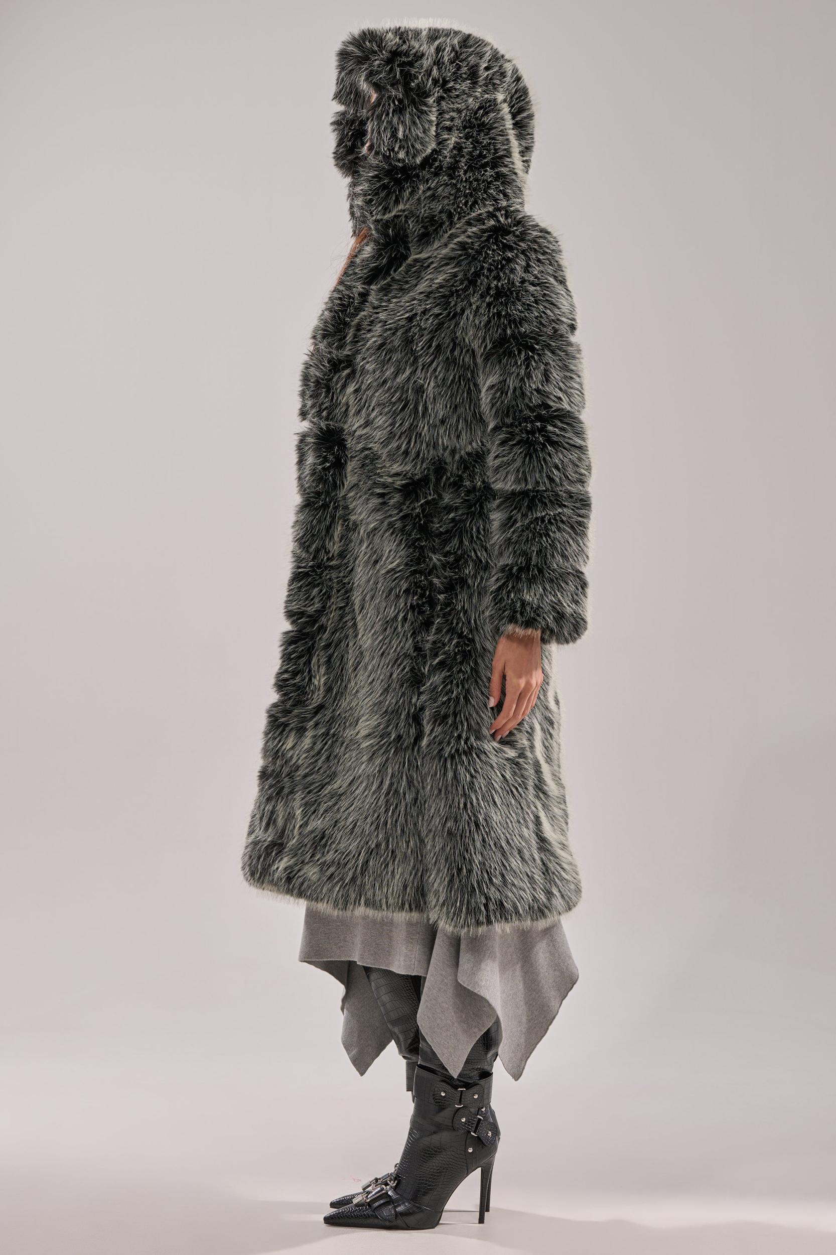 SNOW BUNNY HOODED FAUX FUR COAT Product Image
