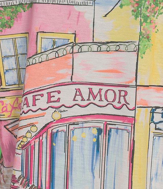 Allison Daley Cafe Social Print 3/4 Sleeve Crew Neckline Knit Top Product Image