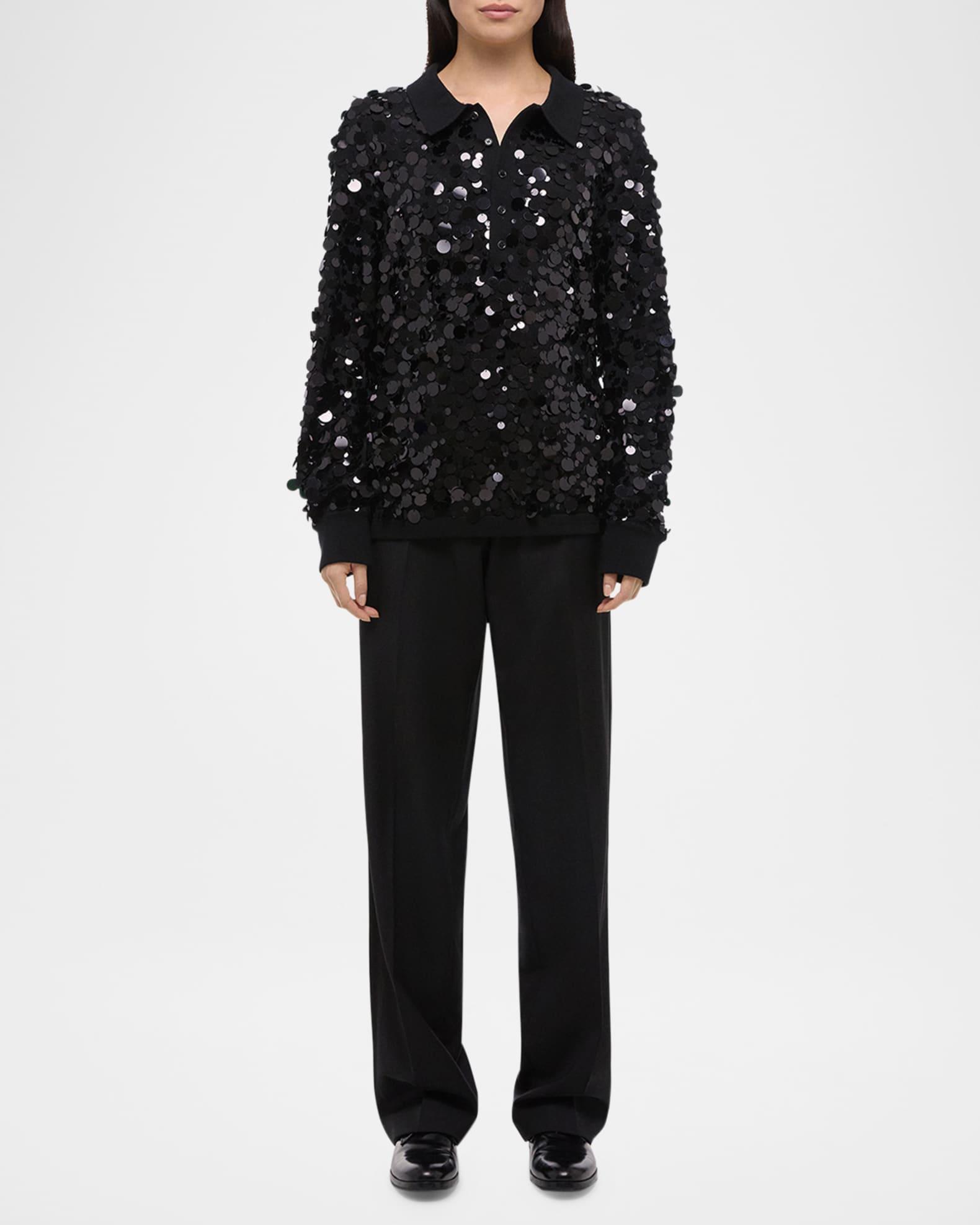 Sequined Polo Sweater Product Image