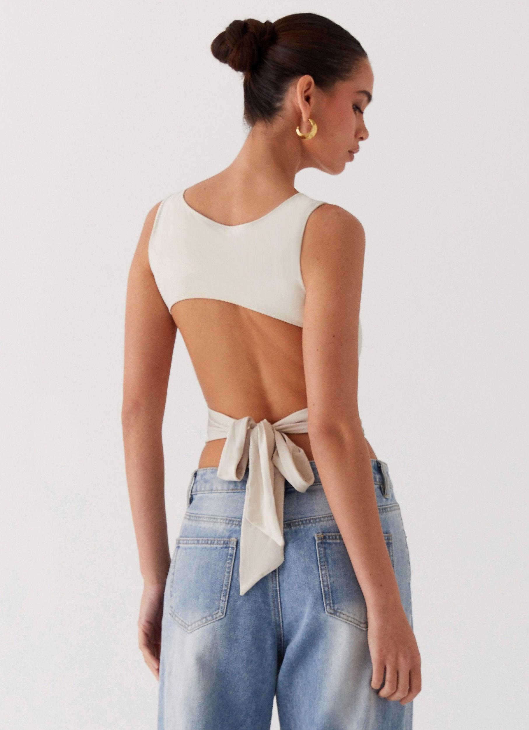 Saskie Crop Top - Ivory Product Image