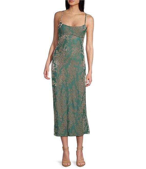 Allison & Kelly Sleeveless Burnout Floral Midi Dress Product Image