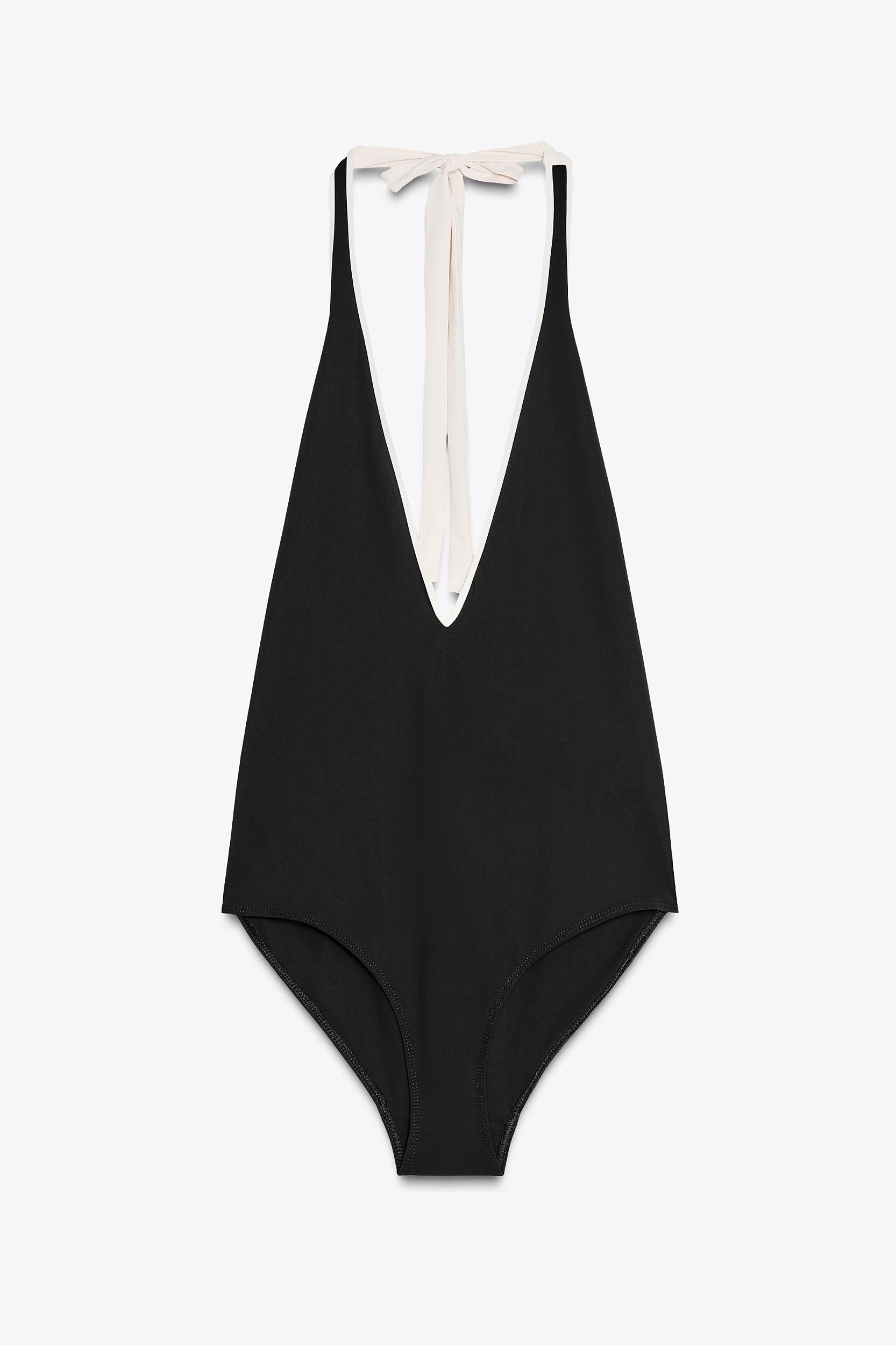 CONTRAST HALTER SWIMSUIT Product Image