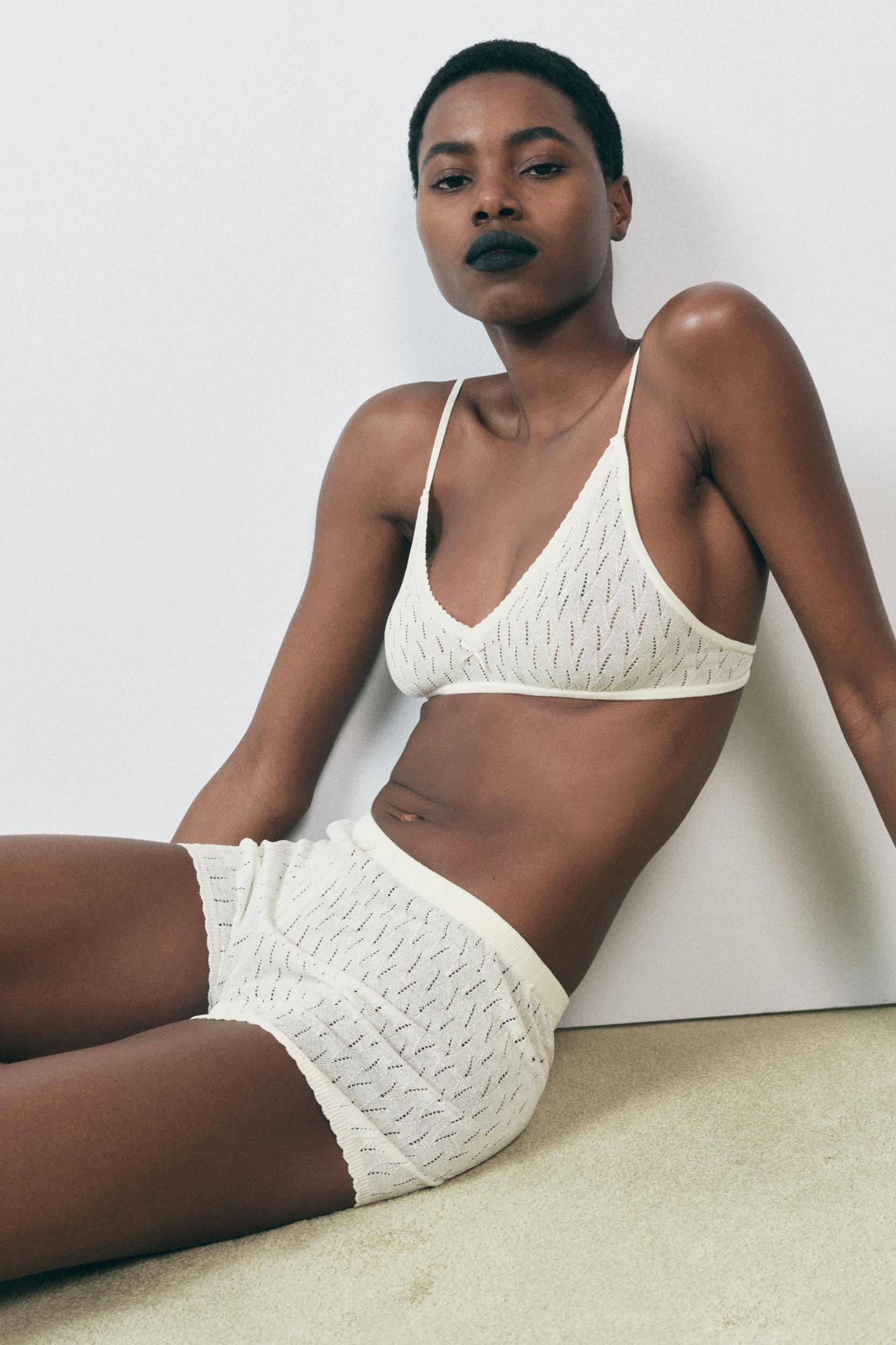 POINTELLE KNIT BOW BRALETTE Product Image