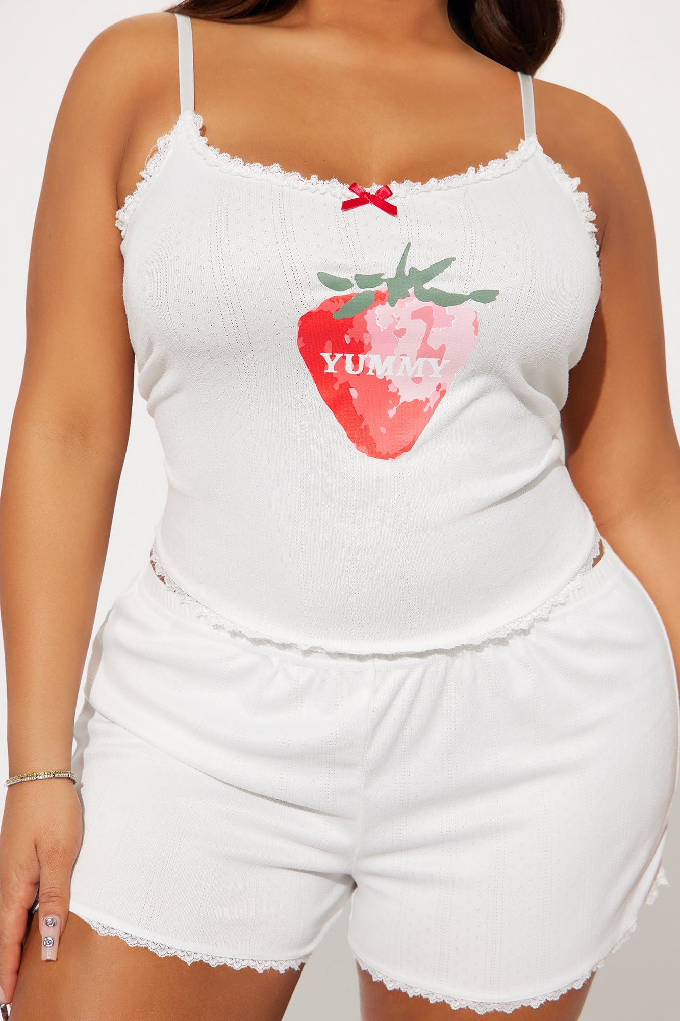 Berry Yummy Pointelle PJ Short Set - White/combo Product Image