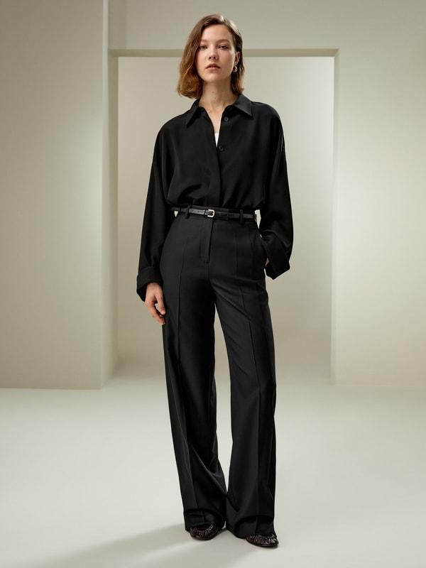 LILYSILK Women'S Wool Slacks - Black Wool Silk Blend - Ultimate Luxury Machine Washable Trousers 16 Product Image