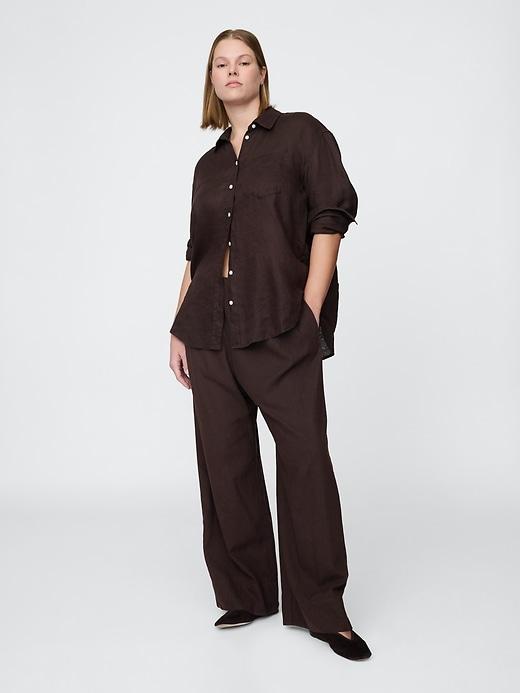 Linen-Blend Easy Wide-Hem Pants Product Image