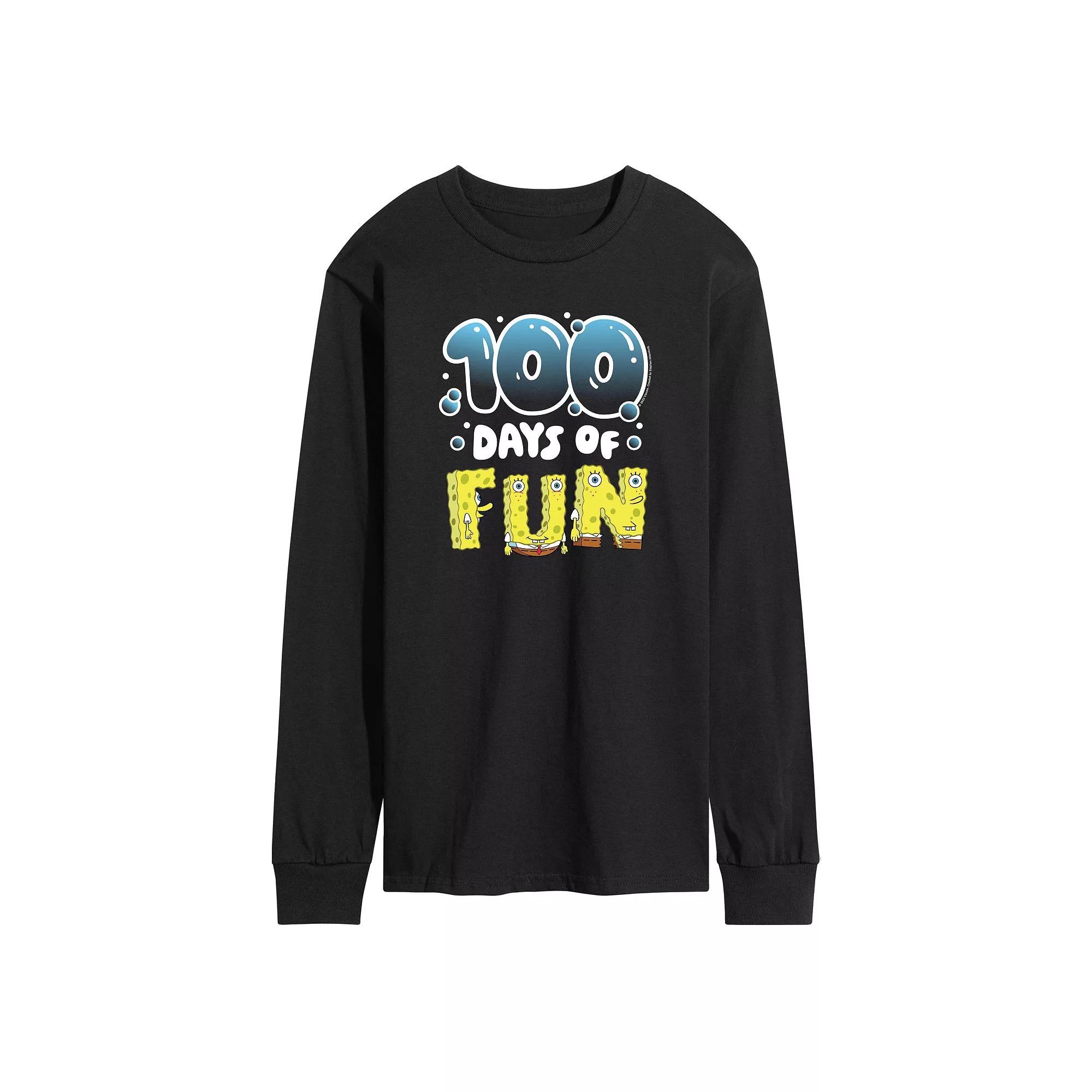 Men's SpongeBob SquarePants 100 Days Later Long Sleeve Graphic Tee,  Product Image