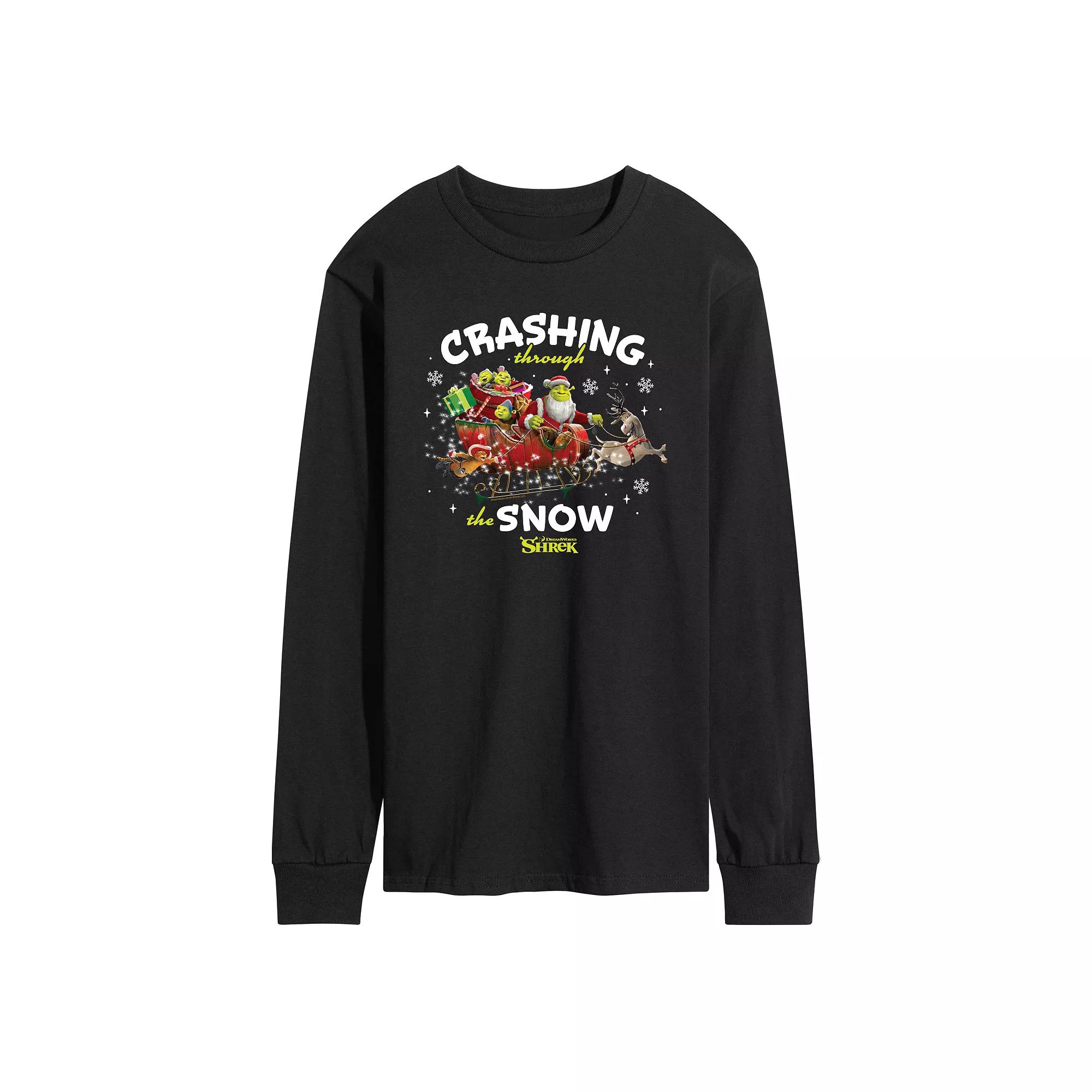 Men's Shrek Crashing Through The Snow Long Sleeve Graphic Tee,  Product Image