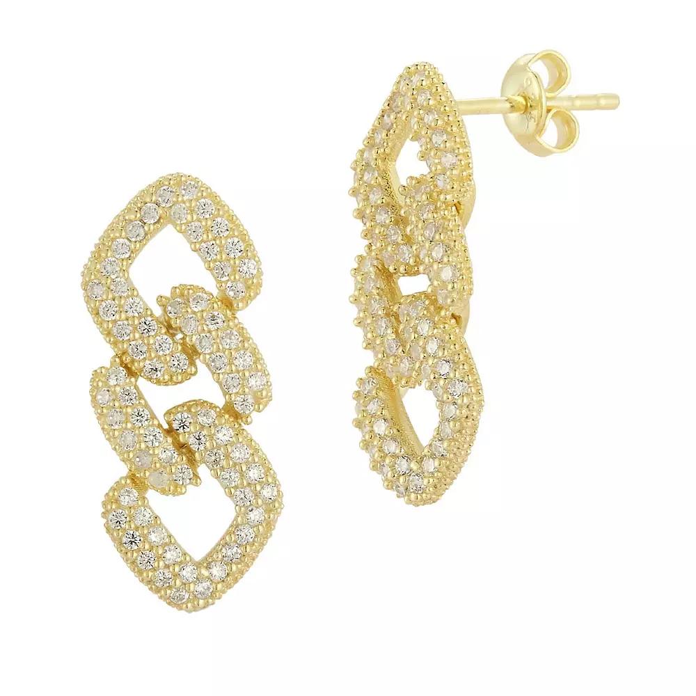 Sunkissed Sterling Cubic Zirconia Link Drop Earrings, Women's, Gold Tone Product Image