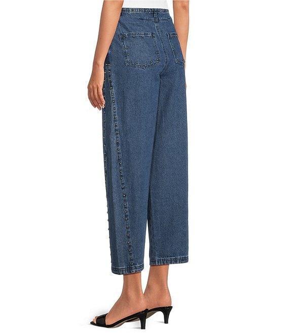 Never Fully Dressed Studded Structure Barrel Denim Jeans Product Image