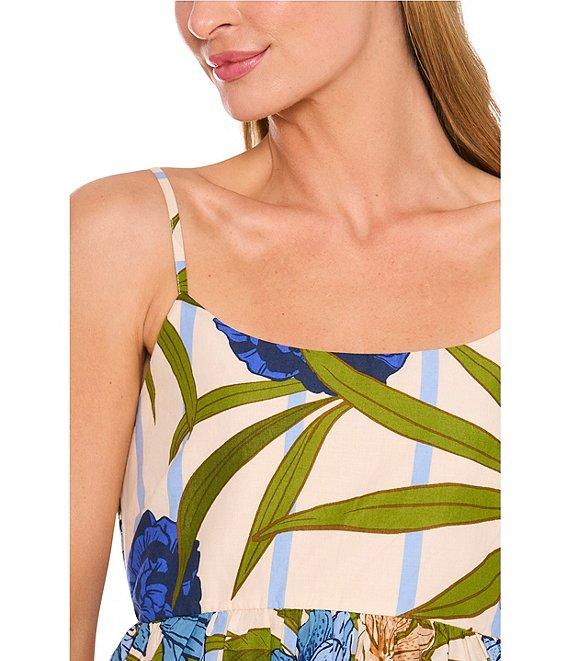 CeCe Coordinating Woven Printed Square Neck Sleeveless Printed Tank Product Image