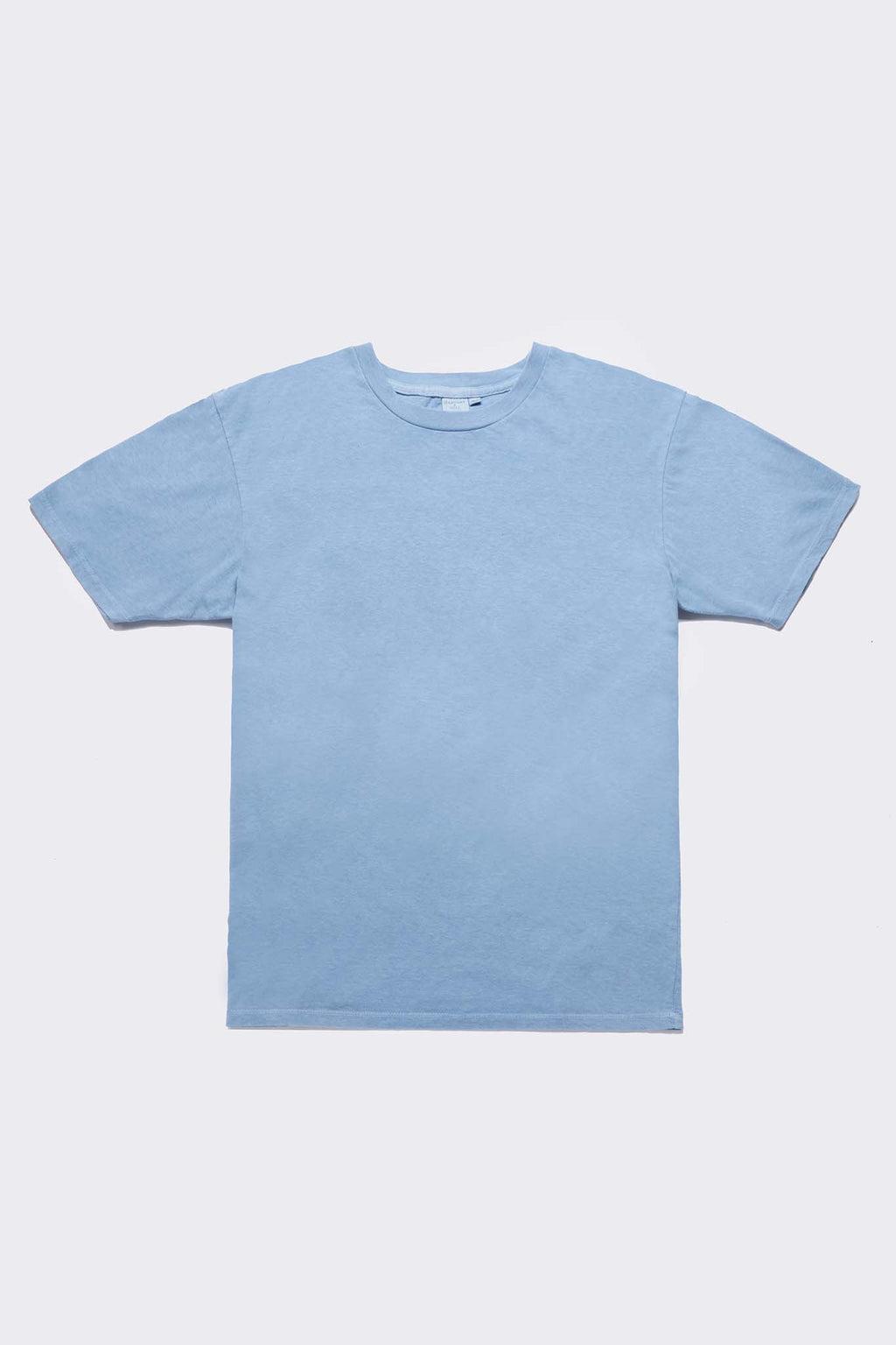 Indigo Dyed Light Blue Women's Organic Unisex Style Crew Tee Product Image