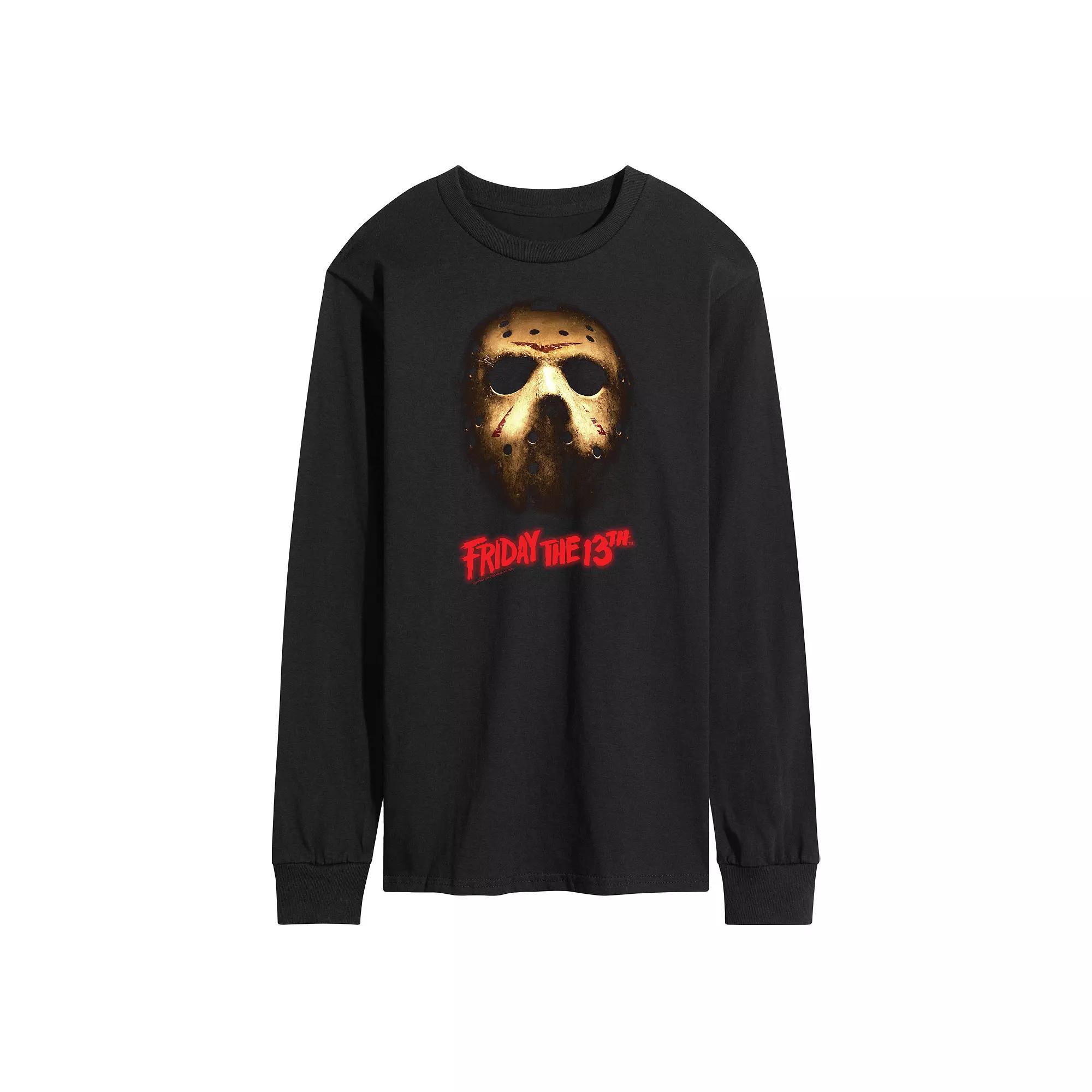 Men's Friday The 13th Dark Mask Long Sleeve Graphic Tee,  Product Image